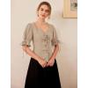 image:imageScarlet Darkness Renaissance Shirts for Women Summer Plus Size Laceup TopsLight Khaki