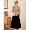 image:imageScarlet Darkness Renaissance Shirts for Women Summer Plus Size Laceup TopsLight Khaki