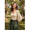 image:imageScarlet Darkness Vintage Corset Tops for Women Renaissance Blouse Off Shoulder Long Sleeve TopApricot