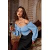 image:imageScarlet Darkness Vintage Corset Tops for Women Renaissance Blouse Off Shoulder Long Sleeve TopBlue