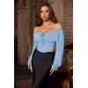 image:imageScarlet Darkness Vintage Corset Tops for Women Renaissance Blouse Off Shoulder Long Sleeve TopBlue