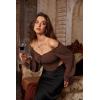 image:imageScarlet Darkness Vintage Corset Tops for Women Renaissance Blouse Off Shoulder Long Sleeve TopBrown