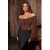 image:imageScarlet Darkness Vintage Corset Tops for Women Renaissance Blouse Off Shoulder Long Sleeve TopBrown