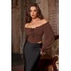 image:imageScarlet Darkness Vintage Corset Tops for Women Renaissance Blouse Off Shoulder Long Sleeve TopBrown