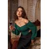 image:imageScarlet Darkness Vintage Corset Tops for Women Renaissance Blouse Off Shoulder Long Sleeve TopDark Green
