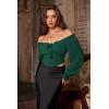 image:imageScarlet Darkness Vintage Corset Tops for Women Renaissance Blouse Off Shoulder Long Sleeve TopDark Green