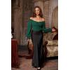 image:imageScarlet Darkness Vintage Corset Tops for Women Renaissance Blouse Off Shoulder Long Sleeve TopDark Green