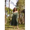 image:imageScarlet Darkness Vintage Corset Tops for Women Renaissance Blouse Off Shoulder Long Sleeve TopGreen