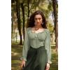 image:imageScarlet Darkness Vintage Corset Tops for Women Renaissance Blouse Off Shoulder Long Sleeve TopGreen