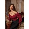 image:imageScarlet Darkness Vintage Corset Tops for Women Renaissance Blouse Off Shoulder Long Sleeve TopRed