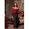 image:imageScarlet Darkness Vintage Corset Tops for Women Renaissance Blouse Off Shoulder Long Sleeve TopRed