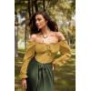 image:imageScarlet Darkness Vintage Corset Tops for Women Renaissance Blouse Off Shoulder Long Sleeve TopYellow