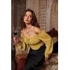 image:imageScarlet Darkness Vintage Corset Tops for Women Renaissance Blouse Off Shoulder Long Sleeve TopYellow