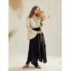 image:imageScarlet Darkness Women Bell Sleeve Tops Ruffle Off Shoulder Casual Loose Renaissance Peasant BlouseApricot