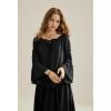 image:imageScarlet Darkness Women Bell Sleeve Tops Ruffle Off Shoulder Casual Loose Renaissance Peasant BlouseBlack