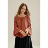 image:imageScarlet Darkness Women Bell Sleeve Tops Ruffle Off Shoulder Casual Loose Renaissance Peasant BlouseBurnt Orange