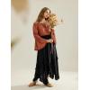 image:imageScarlet Darkness Women Bell Sleeve Tops Ruffle Off Shoulder Casual Loose Renaissance Peasant BlouseBurnt Orange