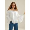 image:imageScarlet Darkness Women Bell Sleeve Tops Ruffle Off Shoulder Casual Loose Renaissance Peasant BlouseIvory