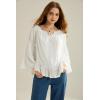 image:imageScarlet Darkness Women Bell Sleeve Tops Ruffle Off Shoulder Casual Loose Renaissance Peasant BlouseIvory