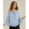 image:imageScarlet Darkness Women Bell Sleeve Tops Ruffle Off Shoulder Casual Loose Renaissance Peasant BlouseLight Blue