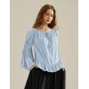 image:imageScarlet Darkness Women Bell Sleeve Tops Ruffle Off Shoulder Casual Loose Renaissance Peasant BlouseLight Blue