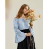 image:imageScarlet Darkness Women Bell Sleeve Tops Ruffle Off Shoulder Casual Loose Renaissance Peasant BlouseLight Blue