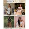 image:imageScarlet Darkness Women Bell Sleeve Tops Ruffle Off Shoulder Casual Loose Renaissance Peasant BlouseLight Blue