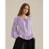 image:imageScarlet Darkness Women Bell Sleeve Tops Ruffle Off Shoulder Casual Loose Renaissance Peasant BlouseLight Purple