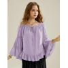 image:imageScarlet Darkness Women Bell Sleeve Tops Ruffle Off Shoulder Casual Loose Renaissance Peasant BlouseLight Purple