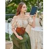 image:imageScarlet Darkness Women Renaissance Off Shoulder Blouse Smocked Waist Pirate Shirt Peplum TopsApricot