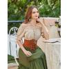 image:imageScarlet Darkness Women Renaissance Off Shoulder Blouse Smocked Waist Pirate Shirt Peplum TopsApricot