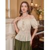 image:imageScarlet Darkness Women Renaissance Off Shoulder Blouse Smocked Waist Pirate Shirt Peplum TopsApricot