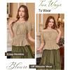 image:imageScarlet Darkness Women Renaissance Off Shoulder Blouse Smocked Waist Pirate Shirt Peplum TopsKhaki
