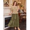 image:imageScarlet Darkness Women Renaissance Off Shoulder Blouse Smocked Waist Pirate Shirt Peplum TopsKhaki