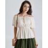 image:imageScarlet Darkness Women Renaissance Pirate Shirt Off Shoulder Blouse Ruffled Sleeve TopsApricot