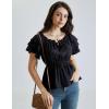 image:imageScarlet Darkness Women Renaissance Pirate Shirt Off Shoulder Blouse Ruffled Sleeve TopsBlack
