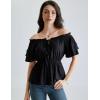 image:imageScarlet Darkness Women Renaissance Pirate Shirt Off Shoulder Blouse Ruffled Sleeve TopsBlack
