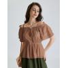 image:imageScarlet Darkness Women Renaissance Pirate Shirt Off Shoulder Blouse Ruffled Sleeve TopsBrown