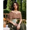 image:imageScarlet Darkness Women Renaissance Pirate Shirt Off Shoulder Blouse Ruffled Sleeve TopsBrown