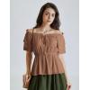 image:imageScarlet Darkness Women Renaissance Pirate Shirt Off Shoulder Blouse Ruffled Sleeve TopsBrown