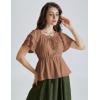 image:imageScarlet Darkness Women Renaissance Pirate Shirt Off Shoulder Blouse Ruffled Sleeve TopsBrown