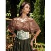 image:imageScarlet Darkness Women Renaissance Pirate Shirt Off Shoulder Blouse Ruffled Sleeve TopsBrown