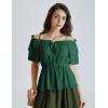 image:imageScarlet Darkness Women Renaissance Pirate Shirt Off Shoulder Blouse Ruffled Sleeve TopsGreen