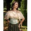 image:imageScarlet Darkness Women Renaissance Pirate Shirt Off Shoulder Blouse Ruffled Sleeve TopsKhaki