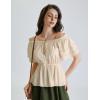 image:imageScarlet Darkness Women Renaissance Pirate Shirt Off Shoulder Blouse Ruffled Sleeve TopsKhaki