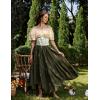 image:imageScarlet Darkness Women Renaissance Pirate Shirt Off Shoulder Blouse Ruffled Sleeve TopsKhaki