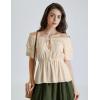 image:imageScarlet Darkness Women Renaissance Pirate Shirt Off Shoulder Blouse Ruffled Sleeve TopsKhaki