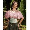image:imageScarlet Darkness Women Renaissance Pirate Shirt Off Shoulder Blouse Ruffled Sleeve TopsNude Pink