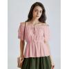 image:imageScarlet Darkness Women Renaissance Pirate Shirt Off Shoulder Blouse Ruffled Sleeve TopsNude Pink