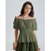 image:imageScarlet Darkness Women Renaissance Pirate Shirt Off Shoulder Blouse Ruffled Sleeve TopsOlive Green